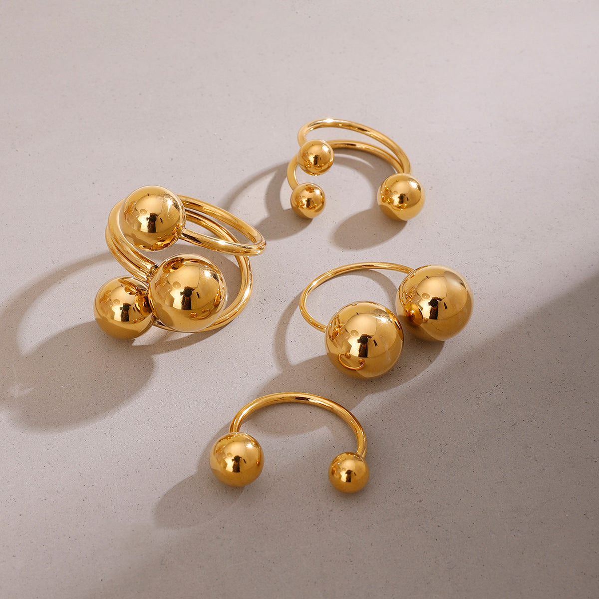 Orb Glow Dome Ring Set – 18K Gold Plated, Adjustable