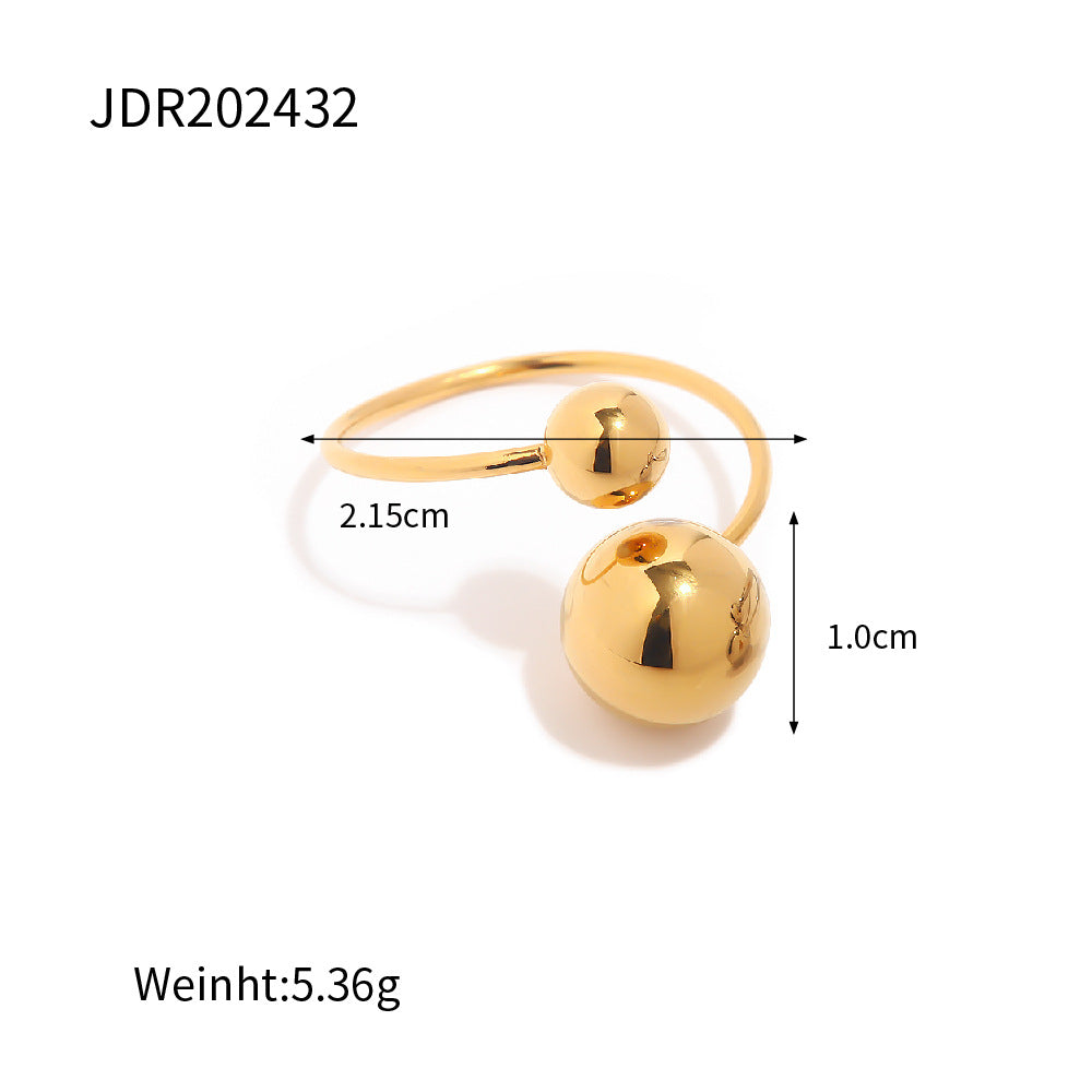 Orb Glow Dome Ring Set – 18K Gold Plated, Adjustable