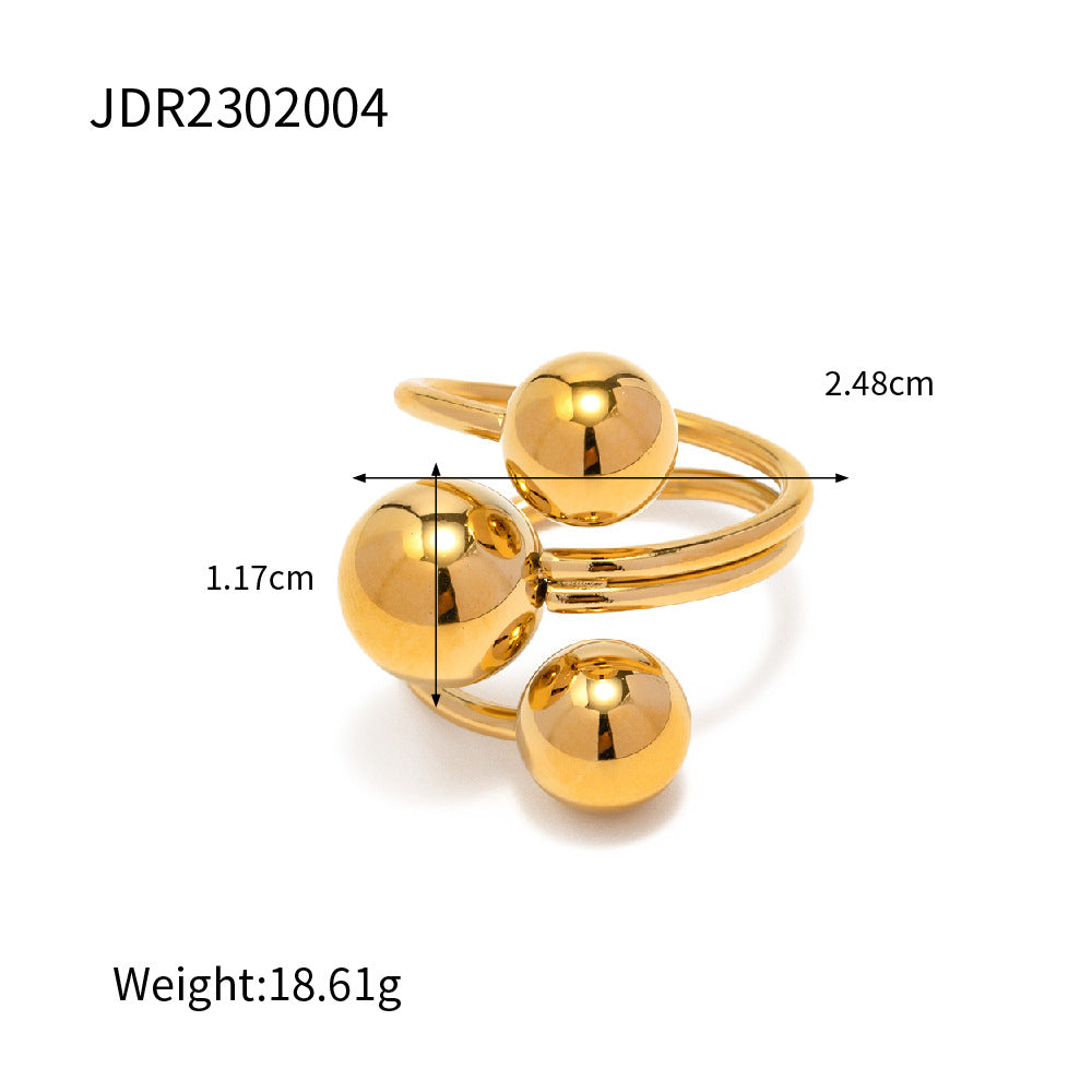 Orb Glow Dome Ring Set – 18K Gold Plated, Adjustable