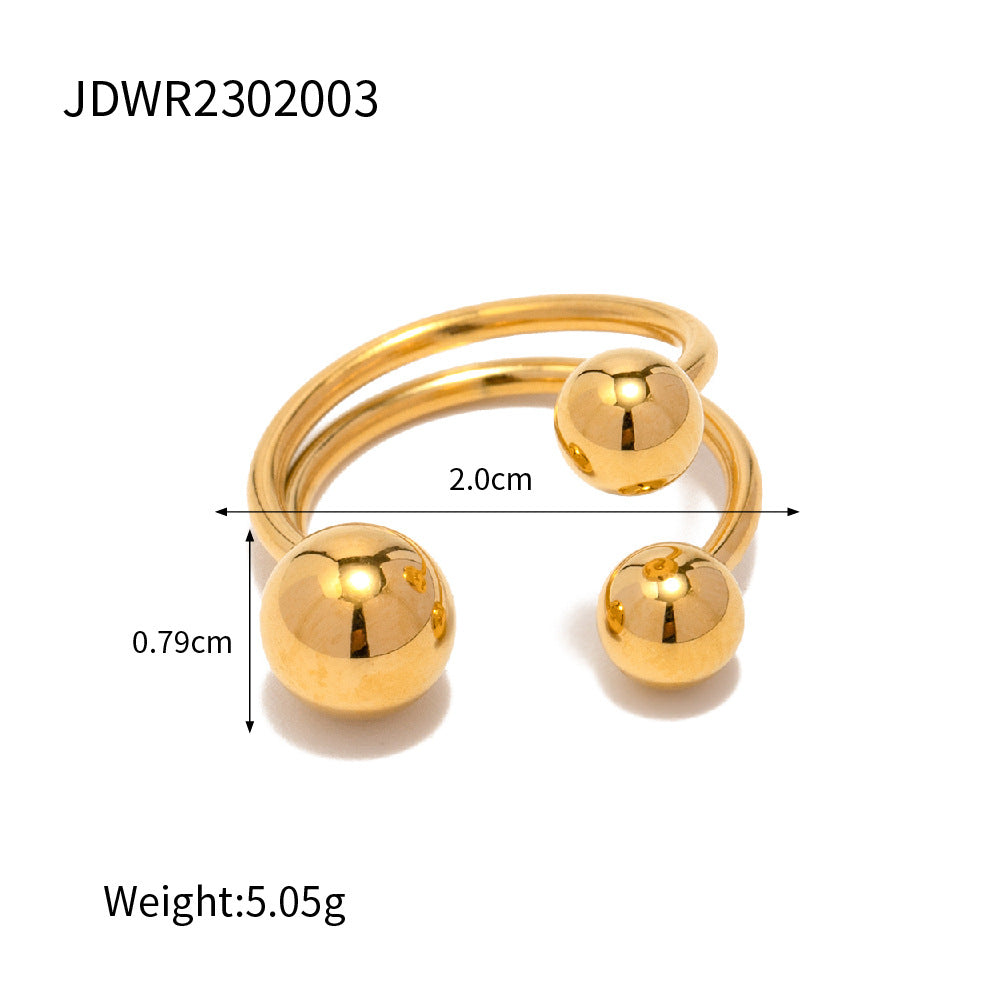 Orb Glow Dome Ring Set – 18K Gold Plated, Adjustable